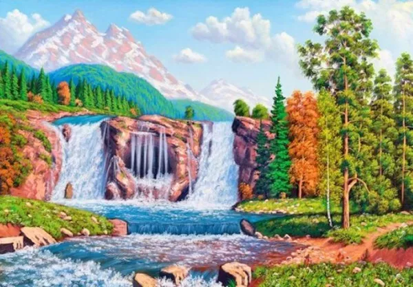 Diamond Painting Diamant Malerei  Bild Wandbild   Wasserfall