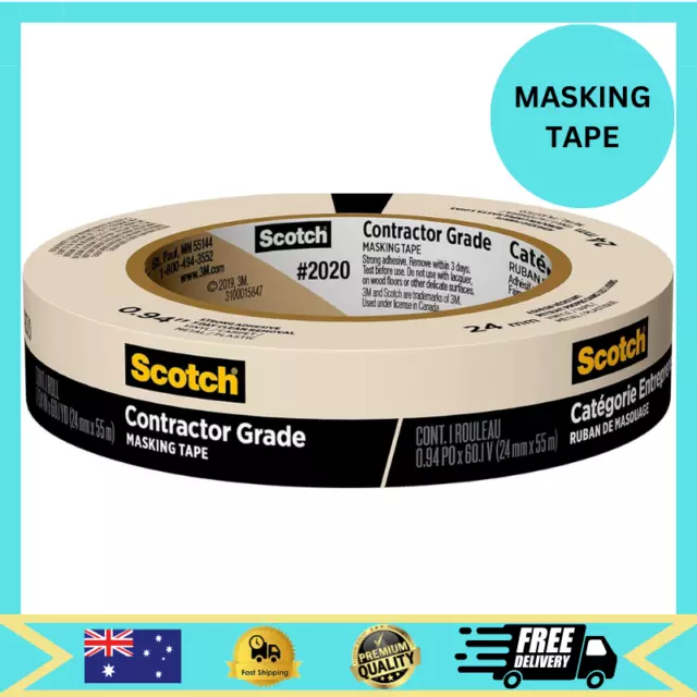 Scotch Contractor Grade Masking Tape, 24mm x 55m NEW