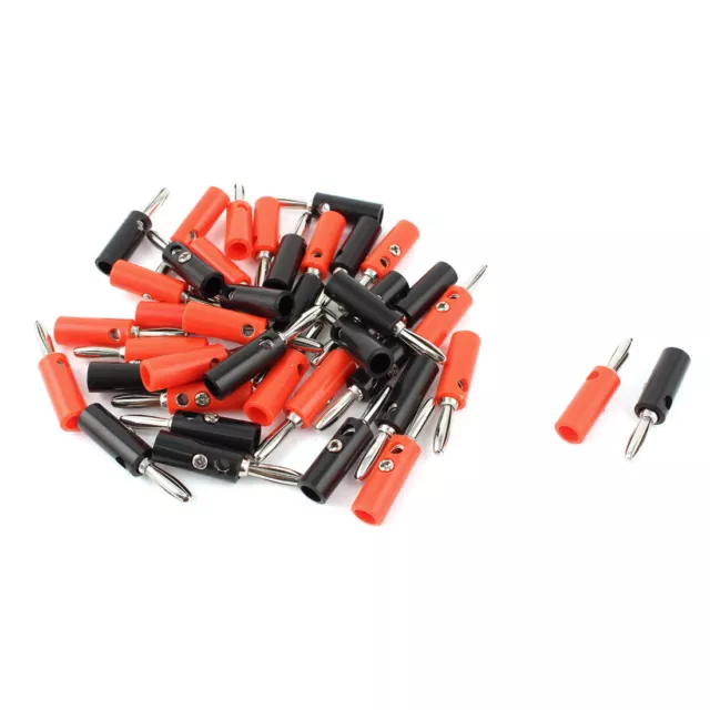 4mm Fiche banane à vis Audio Câble hautparleur Câble connecteur rouge noir 40Pcs