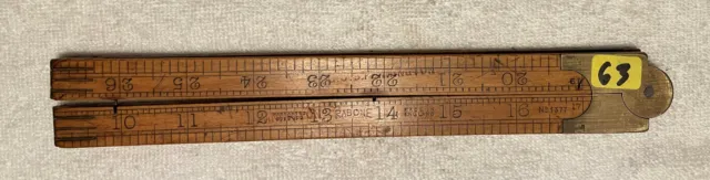 Vintage RABONE England Boxwood & Brass Folding Ruler 36 inch No 1377   063
