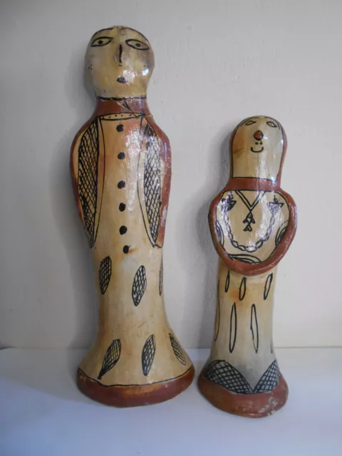 Ancienne statue terre cuite Berbère kabyle Afrique du Nord couple personnage