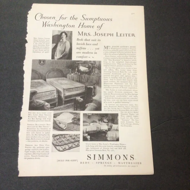 Simmons Mattresses Ad Clipping Original Vintage Magazine Ad 1929 Art Deco