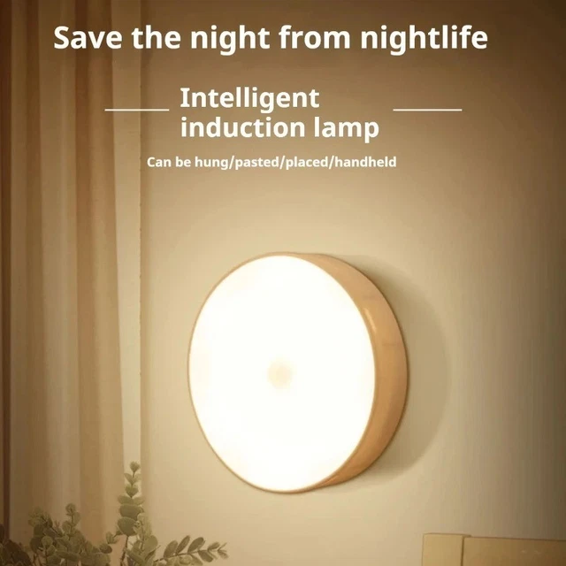 LED MOTION SENSOR Light Rechargeable PIR USB Portable Cabinet Stair ...