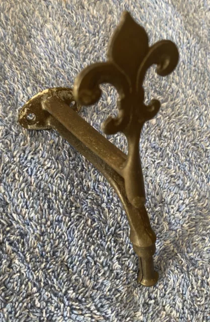 Antique Dated ornate decorative BRASS hook approximately 4.5” wall mount