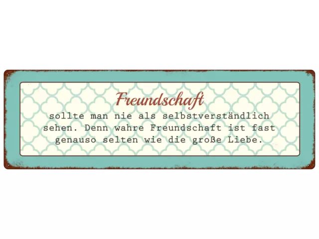 METALLSCHILD Blech FREUNDSCHAFT SOLLTE MAN NIE Lustig Geschenk Shabby Spruch