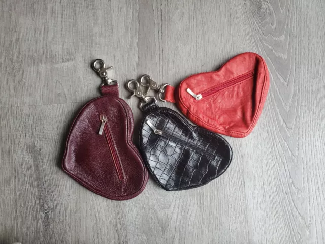 Leather Heart Pouch Keychain Style, Cute Bag for Teens