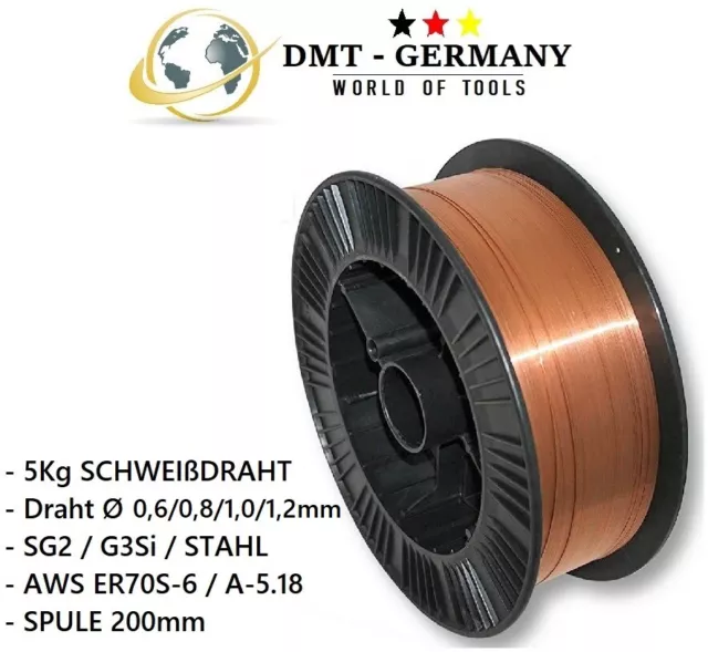 5KG SG2 SCHWEIßDRAHT Schutzgas Draht CO2 MIG/MAG G3Si -  0,6 / 0,8 / 1,0 mm