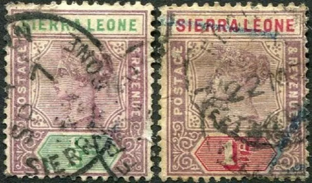 Sierra Leone 1896-97 Queen Victoria   1/2d and 1d Values   SG.41/42 Used  Faults