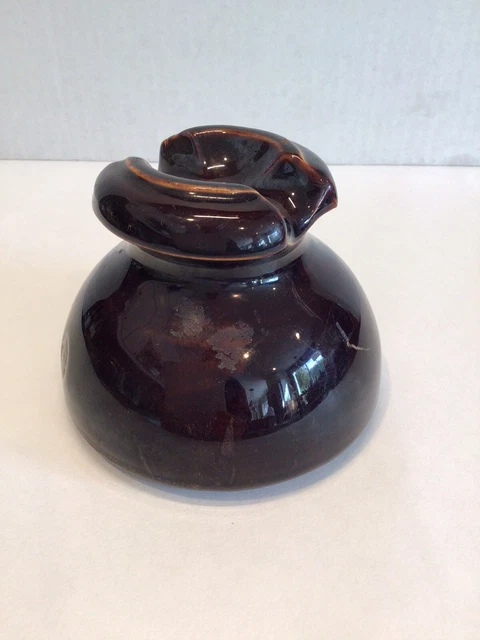 Vintage Power line Electrical Porcelain Ceramic Brown Insulator Marked B 2
