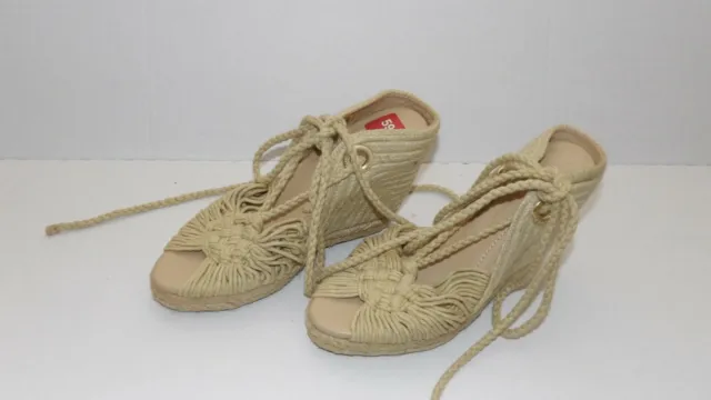 Women's Shoes Lace up Legs Wedge Heel Macramé Braided Shoes 5 1/2B