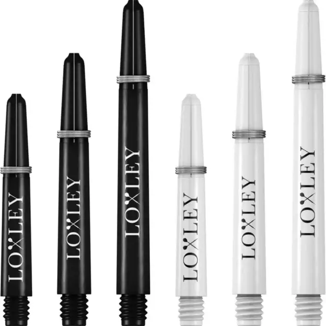 1, 3 or 5 Sets | Loxley | Nylon Dart Shafts | Black | White | Bulk Darts Stems