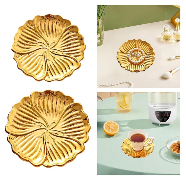Cikonielf Plateau à thé Forme ronde en bois massif thé café collation repas plateau de service