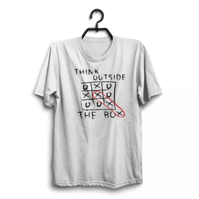 THINK OUTSIDE BOX Men birthday Funny White T-Shirt novelty joke Tshirt clothing