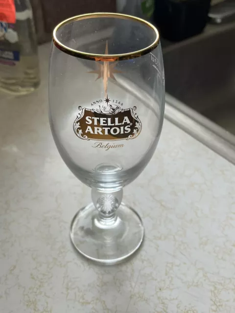 Stella Artois Gold Rimmed Star Beer Glass Limited Edition Holiday 2016 33cl CE