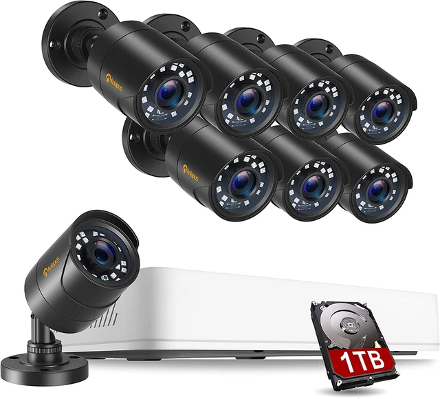 8 Camaras De Seguridad HD 1080p Con Disco Duro 1TB Sistema CCTV Videovigilancia