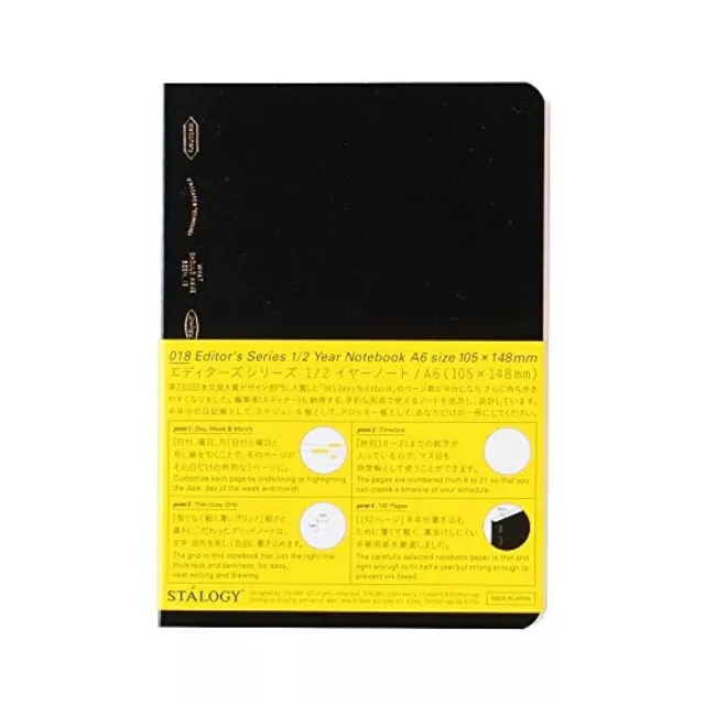 Stalogy 018 Editor's Serie 1/2 Anno Notebook (A6 / Nero) Spedizione Da Giappone