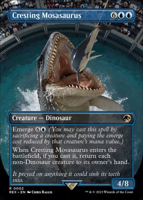 1x BORDERLESS CRESTING MOSASAURUS - Jurassic Park - MTG Magic the Gathering