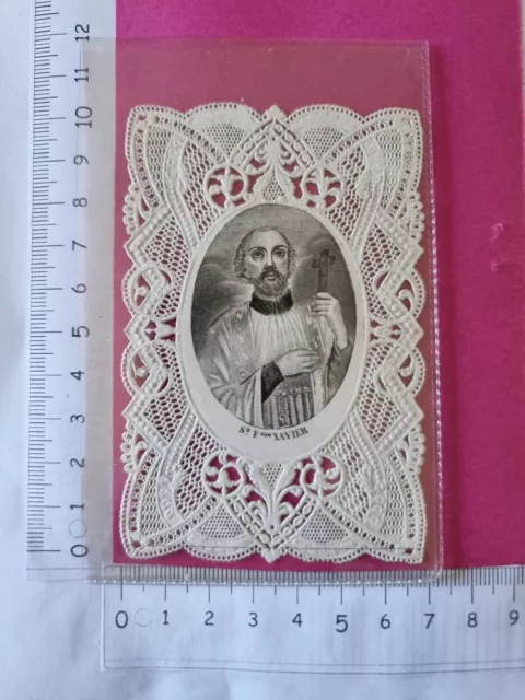 6032 - Santino Merlettato Holy Card San Francesco Saverio Originale