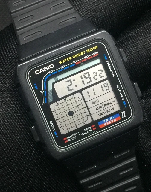 CASIO TWIN GRAPH II 2 808 AE-22W vintage digital watch reloj