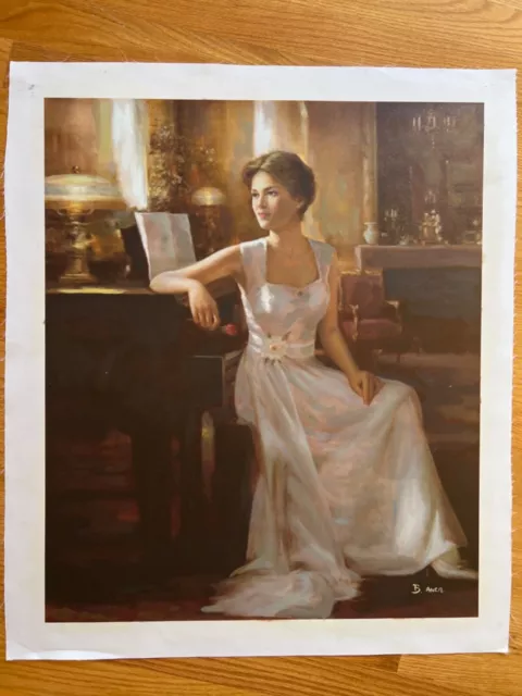 Resting at the Piano - Original oil painting on canvas,  23 3/4x 27 1/4”