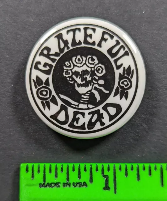 Vintage Grateful Dead Rock Music Band Skeleton Pinback Pin