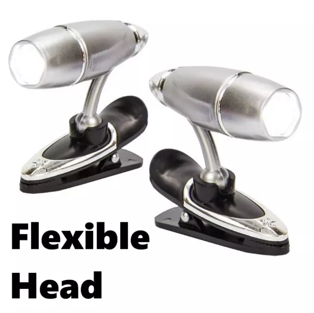 2x Mini Flexible Adjustable Portable Clip On Led Night Light Reading Lamp Clip 2