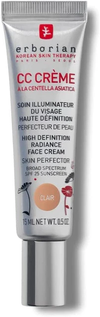 Crema Erborian CC con centella asiática - Perfeccionador de la piel ligera teñida -