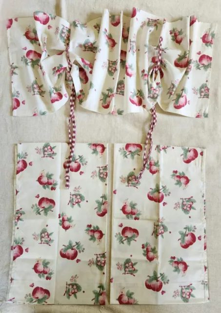 Anchor Homes APPLES Vintage Cream Red Versa-Tie 24" CAFE CURTAIN & VALANCE SET Anchor Homes APPLES Vintage Cream Red Versa-Tie 24" CAFE CURTAIN & VALANCE SET