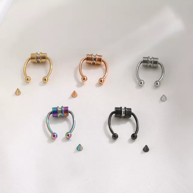 Falso Septum Piercing Magnético Pendiente de Nariz Herradura Acero Inox Hélice