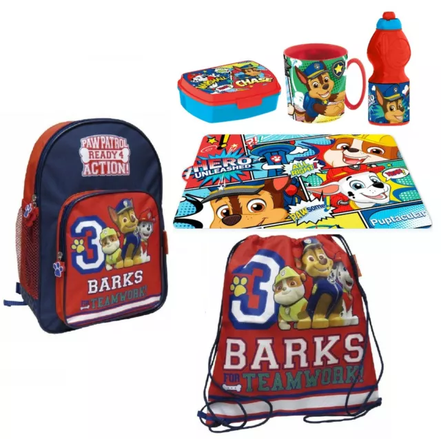 Set Paw Patrol Mochila + Bolsa Deporte + Set Soporte Fiambrera + Mantel, Escuela