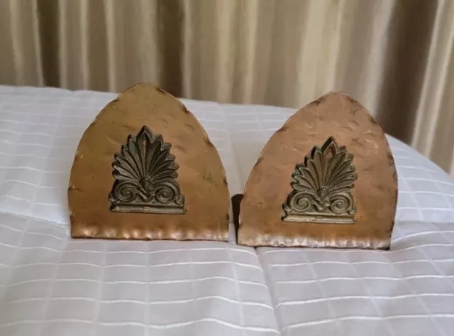 Rare Vtg Copper and Brass Hand-wrought Arts and Crafts Bookends Erhard Glander