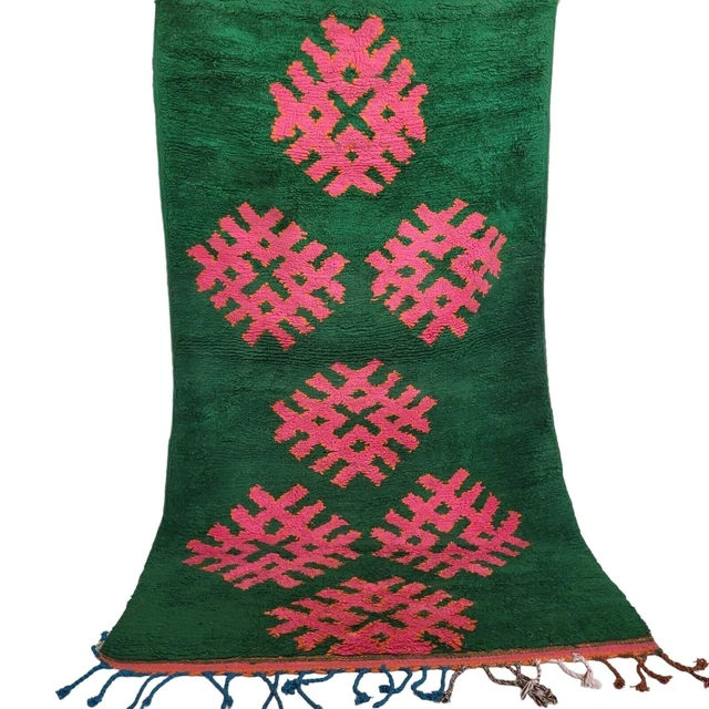 Vintage Moroccan Rug Tribal Azilal Rug Handmade Pink Carpet Berber Wool Rug