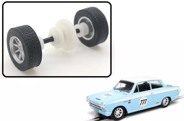 SCALEXTRIC W11781 REAR Wheels Axle Tyres For MK1 Ford Lotus