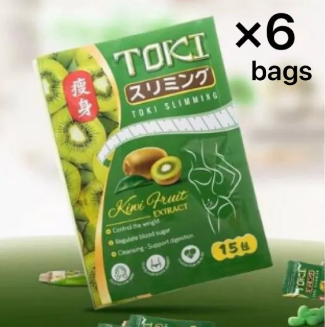 CARAMELO ADELGAZANTE TOKI [15 piezas x 6 paquetes] Alimentos dietéticos sabor kiwi popular JAPÓN