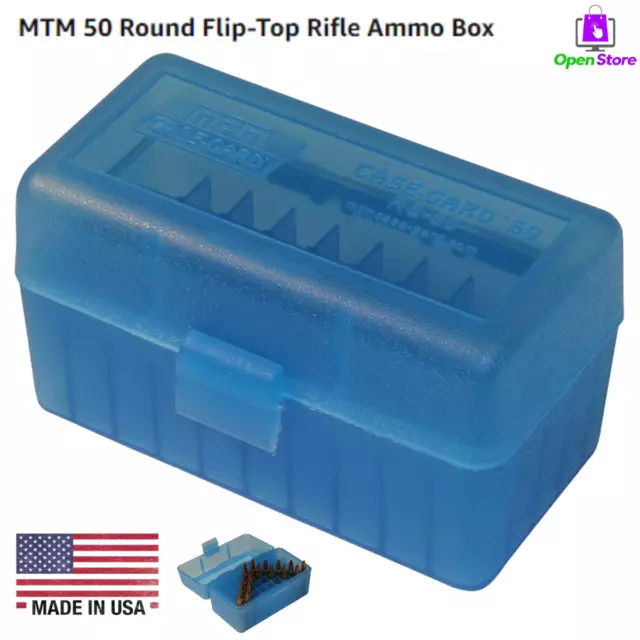 MTM 50 Round Flip-Top Rifle Ammo Box 20 Swift, 243 308 Win., 6mm Rem.