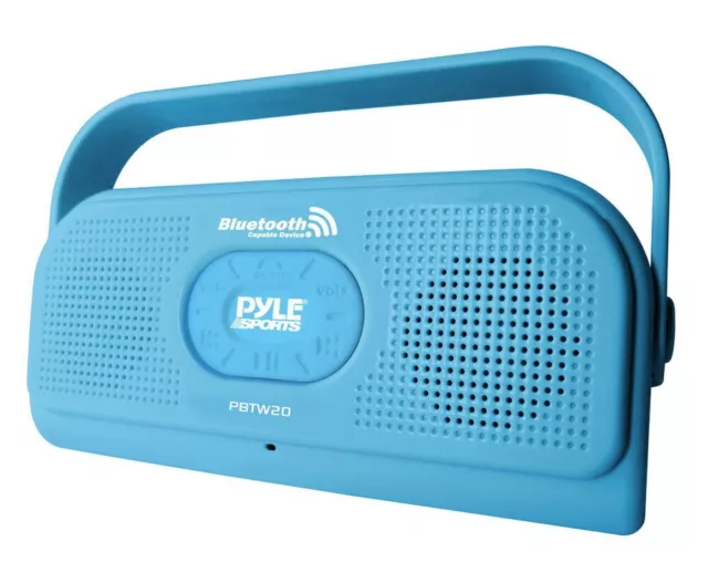 Pyle Home Audio Bluetooth PBTW20BL Waterproof Speaker with Mic - Blue New