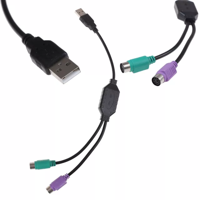 USB Male to ps/2 ps2 female converter cable cord keyboard mouse adapter V-xd