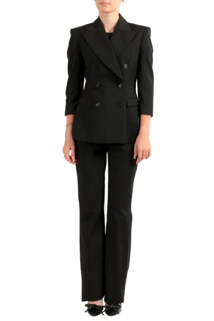 Just Cavalli Women's Black Wool Double Breasted Pant Suit US S IT 40