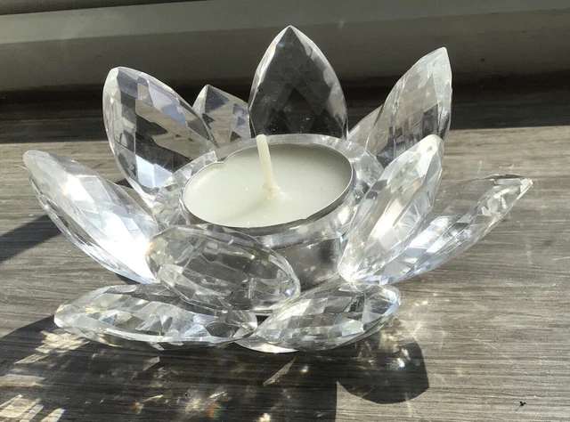 Crystal Lotus Flower Candle Holder 4.5” Diameter