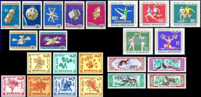 Mongolia 1950-60's Collezione Di 23 MNH Francobolli - SPORTS,Spazio,Animals