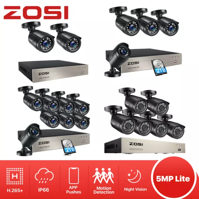 ZOSI 8CH 1080P HD H.265+ DVR CCTV Security Camera System Home Surveillance 0-2TB