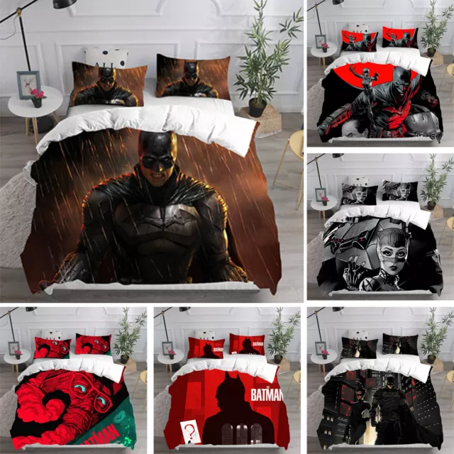 2022 The Batman 3D Quilt Duvet Doona Cover Set Cos Superhero Bedding Pillowcase