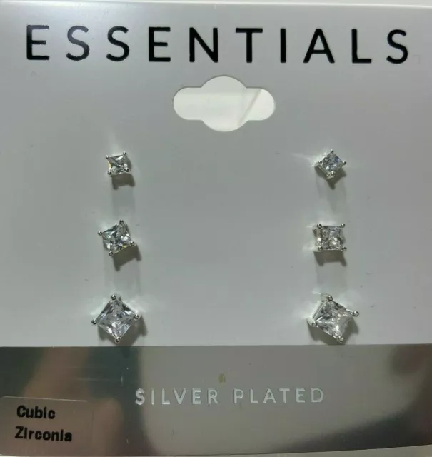 Essentials Earrings Set $45 Silver Plated Store Display With Tags EL0151191