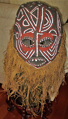 AFRICAN NEW GUINEA WOVEN TRIBAL MASK Ethnographic Oceania Africa 12"x9" x 5" D