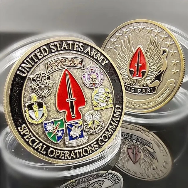 Rare Coin US Army Vintage Coins One Dollar Silver Gold Color Badge New Lucky SOC Rare Coin US Army Vintage Coins One Dollar Silver Gold Color Badge New Lucky SOC