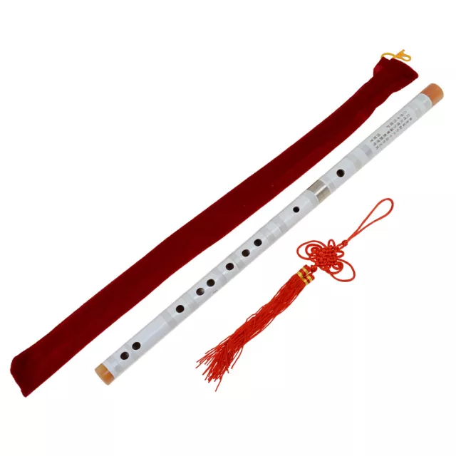White Traditional Chinese Bamboo Flute Dizi Pluggable F Key Musical Instrument