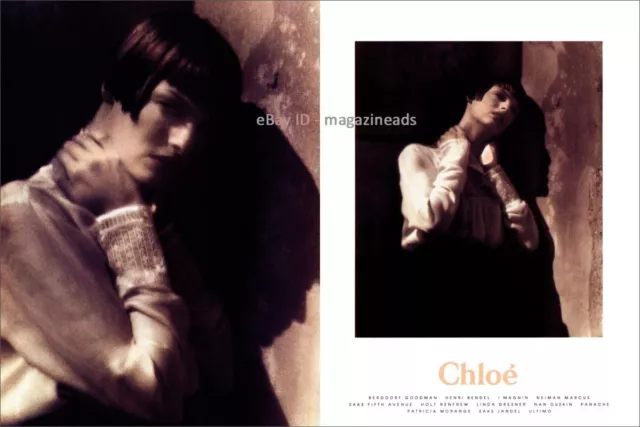 vintage CHLOE 2-Page PRINT AD Fall 1993 LINDA EVANGELISTA supermodel icon