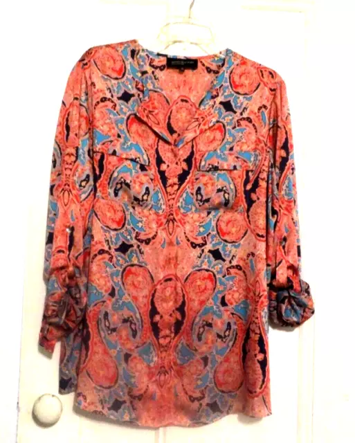 Jones New York Collection Paisley Colorful Oversized Blouse, Size 12