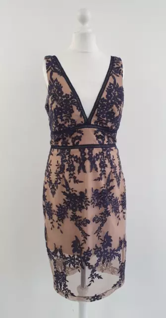 Bardot Evening Dress, UK 10, Nude Navy Blue - BNWT, Lined, Lace, Cocktail, Party