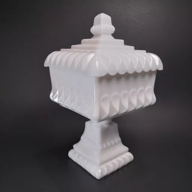 Vintage Westmoreland White Milk Glass Cake Wedding Box Footed Candy Compote wLid